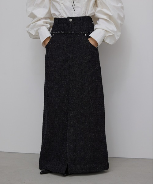 AIC.（エーアイシー）の「クラッシュデニムフリンジロングスカート（デニムスカート・レディース・ブラック/インディゴブルー・FREE）」の2枚目の写真