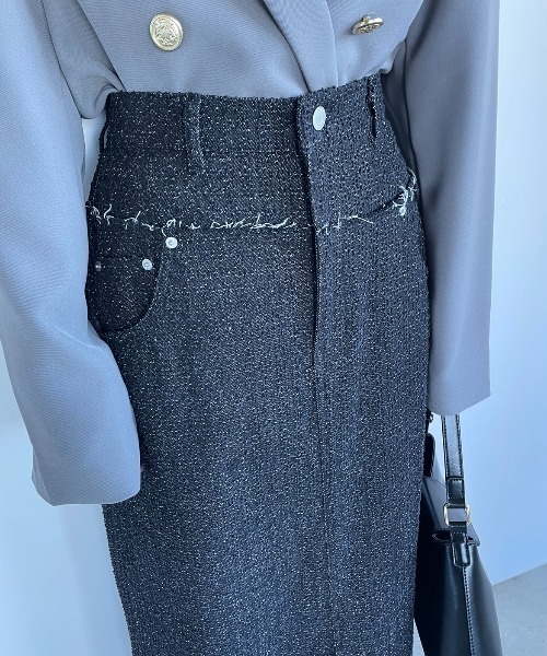 AIC.（エーアイシー）の「クラッシュデニムフリンジロングスカート（デニムスカート・レディース・ブラック/インディゴブルー・FREE）」の17枚目の写真