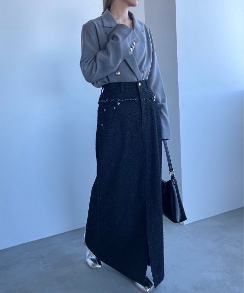 AIC.（エーアイシー）の「クラッシュデニムフリンジロングスカート（デニムスカート・レディース・ブラック/インディゴブルー・FREE）」の20枚目の写真