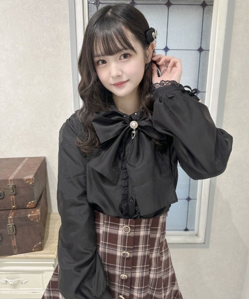 ghita ジータ ブラウス ワインレッド 光沢感 フリル イタリア製 セール】キラキラカラーブラウス（シャツ/ブラウス）｜couture