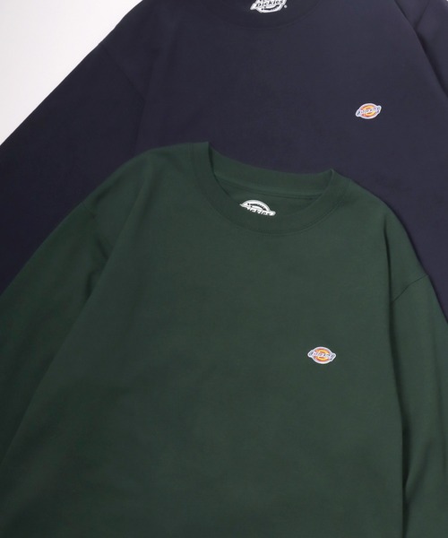 Dickies(ディッキーズ)の「Dickies/ディッキーズ オーバーサイズ ミニロゴワッペン ワンポイント刺繍 ロングスリーブTシャツ/ロンT/無地T/レディース メンズ(Tシャツ/カットソー・メンズ・ホワイト/ネイビー/ダークグリーン/ブラック・M/L/XL)」の3枚目の写真