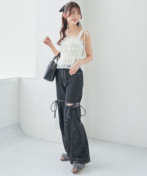 MAJESTIC LEGON（マジェスティックレゴン）の「シアーフリルサンダル（サンダル・レディース・ブラック/ベージュ/グレー/アイボリー/ブラック系その他/シルバー/オフホワイト/ブラウン系その他4/ブラウン系その他3・SMALL/MEDIUM/LARGE/X-LARGE/XXL）」の10枚目の写真