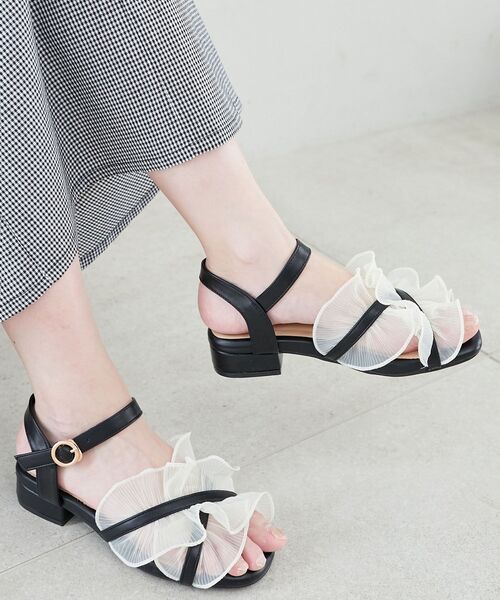 MAJESTIC LEGON（マジェスティックレゴン）の「シアーフリルサンダル（サンダル・レディース・ブラック/ベージュ/グレー/アイボリー/ブラック系その他/シルバー/オフホワイト/ブラウン系その他4/ブラウン系その他3・SMALL/MEDIUM/LARGE/X-LARGE/XXL）」の18枚目の写真