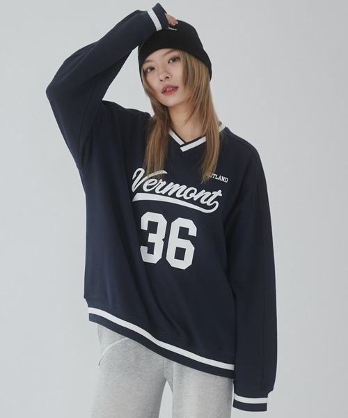 WEGO（ウィゴー）の「WEGO/ナンバリングプルオーバー（スウェット・メンズ・ネイビー/オフホワイト/ダークグリーン・MEDIUM/LARGE）」の3枚目の写真