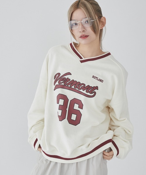 WEGO（ウィゴー）の「WEGO/ナンバリングプルオーバー（スウェット・メンズ・ネイビー/オフホワイト/ダークグリーン・MEDIUM/LARGE）」の7枚目の写真