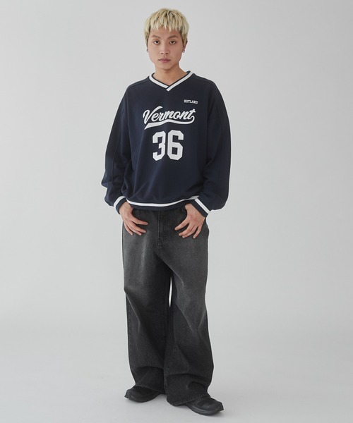 WEGO（ウィゴー）の「WEGO/ナンバリングプルオーバー（スウェット・メンズ・ネイビー/オフホワイト/ダークグリーン・MEDIUM/LARGE）」の14枚目の写真