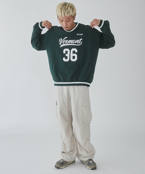 WEGO（ウィゴー）の「WEGO/ナンバリングプルオーバー（スウェット・メンズ・ネイビー/オフホワイト/ダークグリーン・MEDIUM/LARGE）」の12枚目の写真