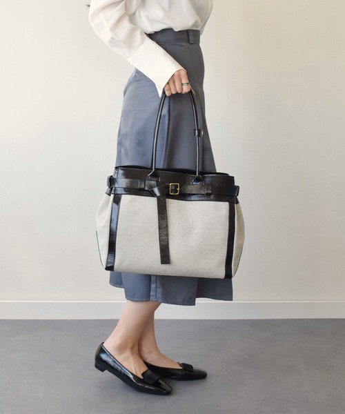 セール】【CHRISTIAN VILLA】レザーハンドルキャンバストート(Q56339