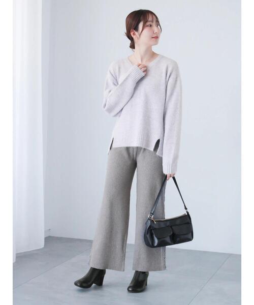 Te chichi TERRASSE(テチチテラス)の「サイドフリンジリブニットパンツ(その他パンツ・レディース・チャコールグレー/ブラック/モカ・F)」の5枚目の写真