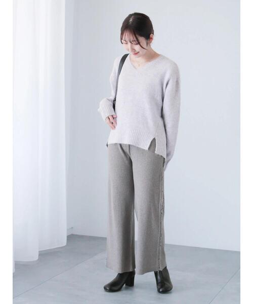 Te chichi TERRASSE(テチチテラス)の「サイドフリンジリブニットパンツ(その他パンツ・レディース・チャコールグレー/ブラック/モカ・F)」の6枚目の写真