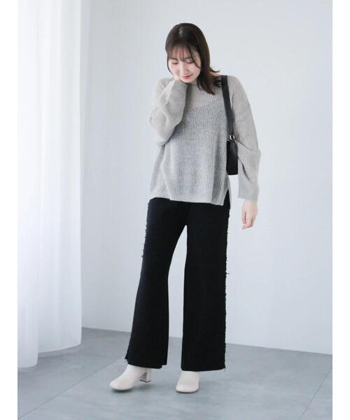 Te chichi TERRASSE(テチチテラス)の「サイドフリンジリブニットパンツ(その他パンツ・レディース・チャコールグレー/ブラック/モカ・F)」の10枚目の写真