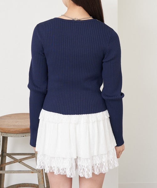 RAY CASSIN（レイカズン）の「配色レイヤードボタンカーディガン（ニット/セーター・レディース・グレー系その他2/ホワイト系その他2/レッド系その他2/ネイビー/ホワイト系その他3・FREE）」の15枚目の写真