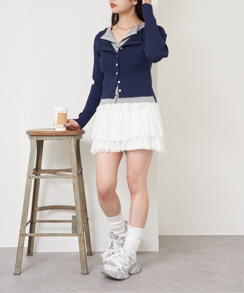 RAY CASSIN（レイカズン）の「配色レイヤードボタンカーディガン（ニット/セーター・レディース・グレー系その他2/ホワイト系その他2/レッド系その他2/ネイビー/ホワイト系その他3・FREE）」の19枚目の写真