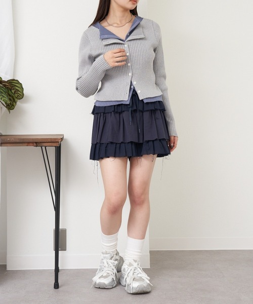 RAY CASSIN（レイカズン）の「配色レイヤードボタンカーディガン（ニット/セーター・レディース・グレー系その他2/ホワイト系その他2/レッド系その他2/ネイビー/ホワイト系その他3・FREE）」の20枚目の写真