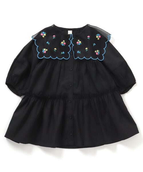 apres les cours（アプレレクール）の「【ジュニア対応】お花刺繍衿ワンピース（ワンピース・キッズ・アイボリー/ブラック・110/100/90/140/130/80/120）」の10枚目の写真
