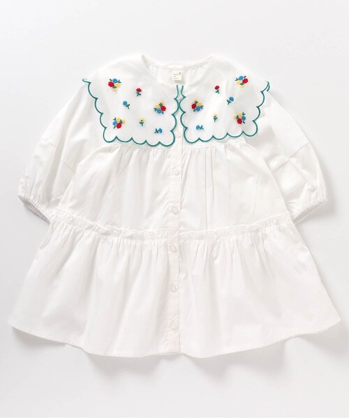 apres les cours（アプレレクール）の「【ジュニア対応】お花刺繍衿ワンピース（ワンピース・キッズ・アイボリー/ブラック・110/100/90/140/130/80/120）」の15枚目の写真