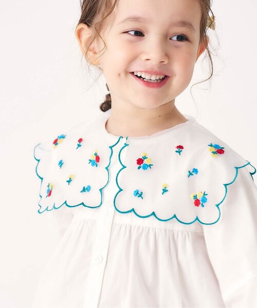 apres les cours（アプレレクール）の「【ジュニア対応】お花刺繍衿ワンピース（ワンピース・キッズ・アイボリー/ブラック・110/100/90/140/130/80/120）」の18枚目の写真
