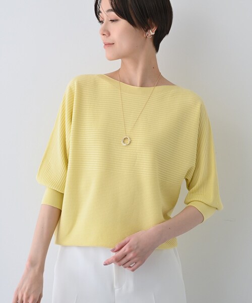 INDIVI（インディヴィ）の「【洗える／無縫製】美シルエット ドルマンスリーブニット（ニット/セーター・レディース・イエロー系その他/オフホワイト/ブラック/ライトブルー/ライトグレー・38/34/05/15 /13/19）」の7枚目の写真