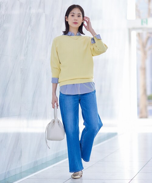 INDIVI（インディヴィ）の「【洗える／無縫製】美シルエット ドルマンスリーブニット（ニット/セーター・レディース・イエロー系その他/オフホワイト/ブラック/ライトブルー/ライトグレー・38/34/05/15 /13/19）」の6枚目の写真