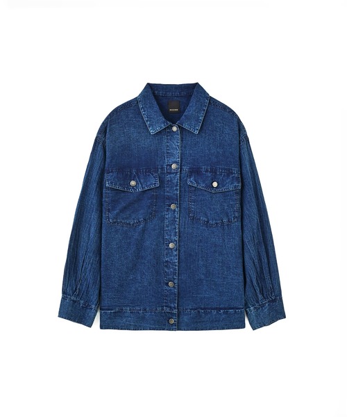 ROSE BUD（ローズバッド）の「【WEB・一部店舗限定】DENIM LIKE L/S SHIRT（シャツ/ブラウス・レディース・ネイビー/ブルー・ONE SIZE）」の2枚目の写真