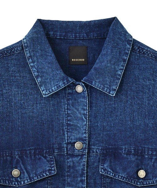 ROSE BUD（ローズバッド）の「【WEB・一部店舗限定】DENIM LIKE L/S SHIRT（シャツ/ブラウス・レディース・ネイビー/ブルー・ONE SIZE）」の6枚目の写真