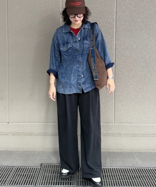 ROSE BUD（ローズバッド）の「【WEB・一部店舗限定】DENIM LIKE L/S SHIRT（シャツ/ブラウス・レディース・ネイビー/ブルー・ONE SIZE）」の20枚目の写真