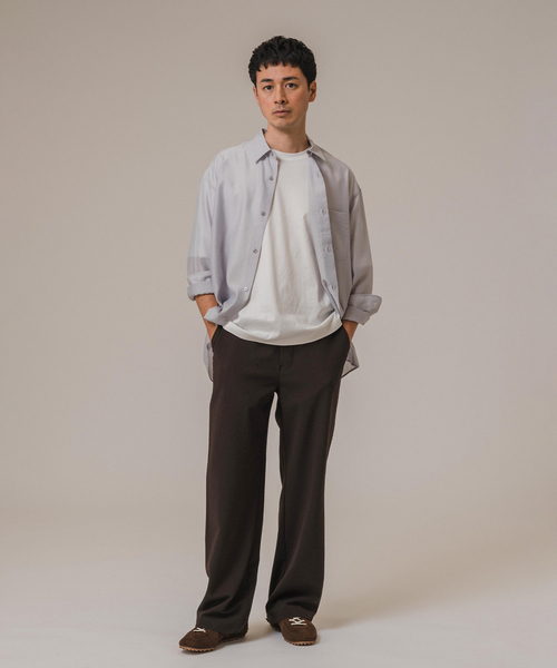 NEATHOUSE ビスポークシアサッカーパンツ ストレッチコットン シアサッカー プレーンフロントパンツ Slim