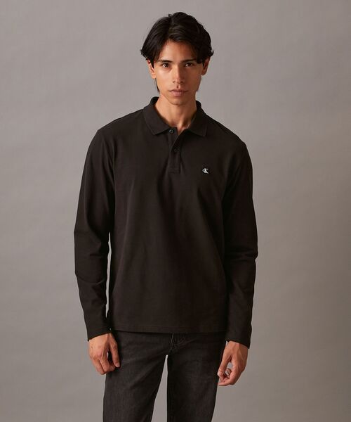 Calvin Klein（カルバン・クライン）の「エンブロイダリー バッジロゴ ロングスリーブ ポロシャツ（ポロシャツ・メンズ・ネイビー/ブラック/アッシュブラウン・M/XL/L/S）」の2枚目の写真