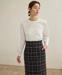 ROPE' | 【洗える】コットンプレーティング天竺カーブスリーブカットソー(Tシャツ/カットソー)