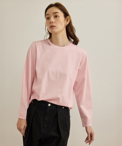 【洗える】コットンプレーティング天竺カーブスリーブカットソー ROPE' tシャツ 「洗える」コットンプレーティング天竺カーブ