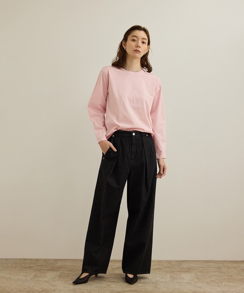 【洗える】コットンプレーティング天竺カーブスリーブカットソー ROPE' tシャツ 「洗える」コットンプレーティング天竺カーブ