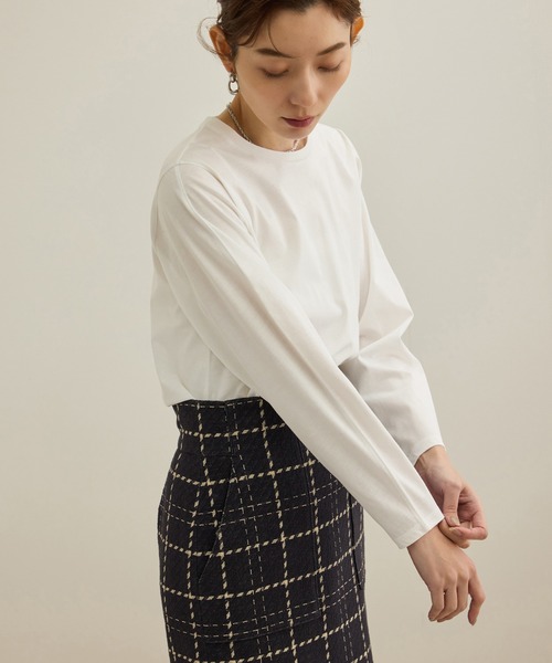 ROPE'（ロペ）の「【洗える】コットンプレーティング天竺カーブスリーブカットソー（Tシャツ/カットソー・レディース・ピンク/ホワイト・FREE）」の15枚目の写真