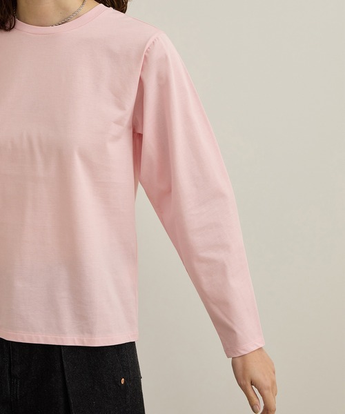 ROPE'（ロペ）の「【洗える】コットンプレーティング天竺カーブスリーブカットソー（Tシャツ/カットソー・レディース・ピンク/ホワイト・FREE）」の7枚目の写真