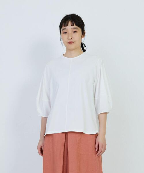 LOISIR（ロワズィール）の「コットン天竺ボトルスリーブプルオーバー（Tシャツ/カットソー・レディース・ピンク/オフホワイト/チャコールグレー・FREE）」の2枚目の写真