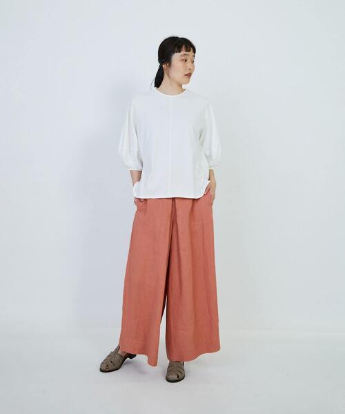 LOISIR（ロワズィール）の「コットン天竺ボトルスリーブプルオーバー（Tシャツ/カットソー・レディース・ピンク/オフホワイト/チャコールグレー・FREE）」の4枚目の写真