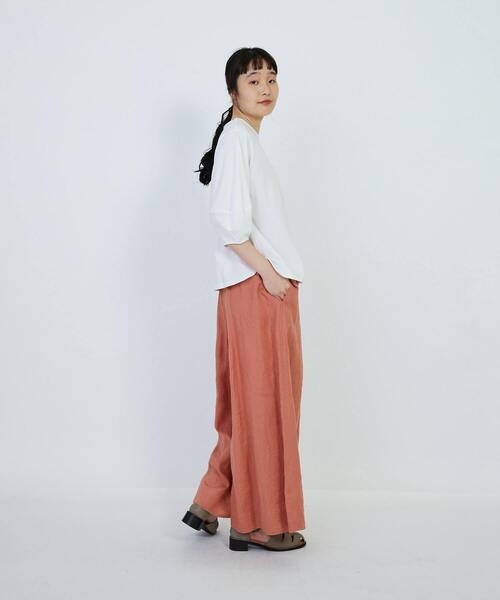 LOISIR（ロワズィール）の「コットン天竺ボトルスリーブプルオーバー（Tシャツ/カットソー・レディース・ピンク/オフホワイト/チャコールグレー・FREE）」の5枚目の写真