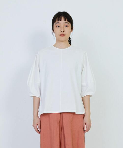 LOISIR（ロワズィール）の「コットン天竺ボトルスリーブプルオーバー（Tシャツ/カットソー・レディース・ピンク/オフホワイト/チャコールグレー・FREE）」の8枚目の写真