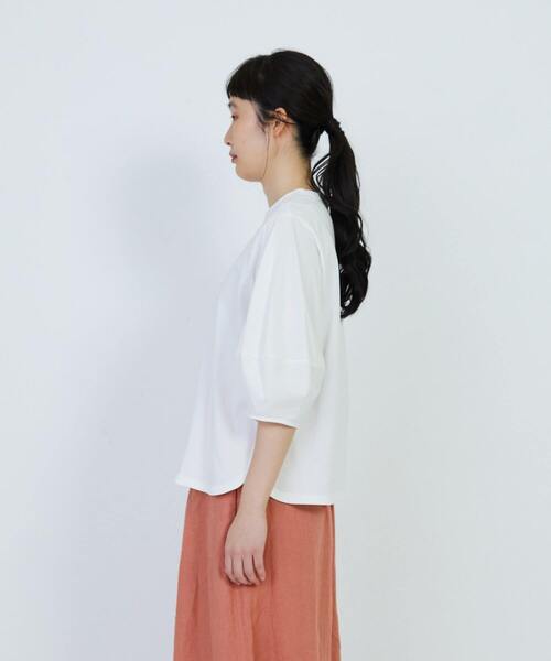 LOISIR（ロワズィール）の「コットン天竺ボトルスリーブプルオーバー（Tシャツ/カットソー・レディース・ピンク/オフホワイト/チャコールグレー・FREE）」の9枚目の写真