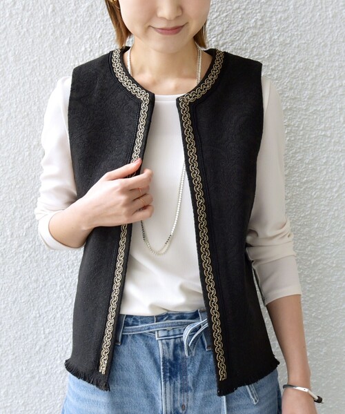 BINDU（ビンドゥー）の「【SHIPS別注】BINDU:ブレード テープ ベスト（ベスト・レディース・ブラック/ナチュラル・ONE SIZE）」の18枚目の写真