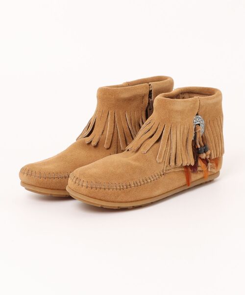 Minnetonka(ミネトンカ)の「【RS】【ミネトンカ MINNETONKA】ブーティー サイドジップ ブーツ CONCHO FEATHER SIDE ZIP BOOT レディース(ブーツ・レディース・ブラウン/ライトベージュ/ブラック・22cm/21.5㎝)」の3枚目の写真