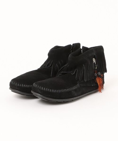 Minnetonka(ミネトンカ)の「【RS】【ミネトンカ MINNETONKA】ブーティー サイドジップ ブーツ CONCHO FEATHER SIDE ZIP BOOT レディース(ブーツ・レディース・ブラウン/ライトベージュ/ブラック・22cm/21.5㎝)」の2枚目の写真
