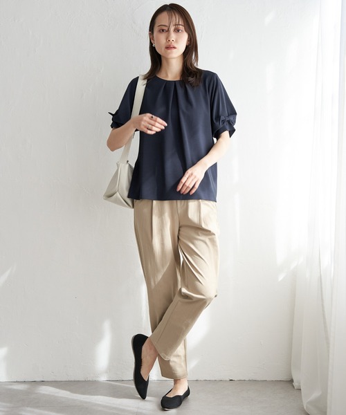 ikka(イッカ)の「ドライタッチ袖リボンブラウス(シャツ/ブラウス・レディース・オフホワイト/ライラック/ネイビー・M/L/S)」の7枚目の写真