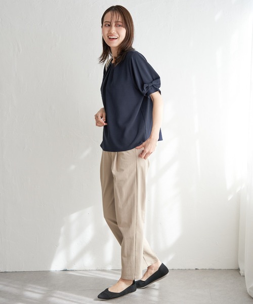 ikka(イッカ)の「ドライタッチ袖リボンブラウス(シャツ/ブラウス・レディース・オフホワイト/ライラック/ネイビー・M/L/S)」の8枚目の写真