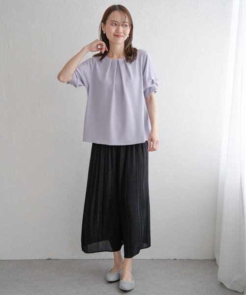 ikka(イッカ)の「ドライタッチ袖リボンブラウス(シャツ/ブラウス・レディース・オフホワイト/ライラック/ネイビー・M/L/S)」の14枚目の写真