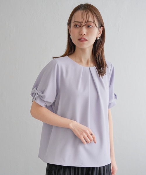 ikka(イッカ)の「ドライタッチ袖リボンブラウス(シャツ/ブラウス・レディース・オフホワイト/ライラック/ネイビー・M/L/S)」の16枚目の写真