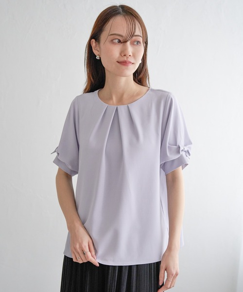 ikka(イッカ)の「ドライタッチ袖リボンブラウス(シャツ/ブラウス・レディース・オフホワイト/ライラック/ネイビー・M/L/S)」の17枚目の写真