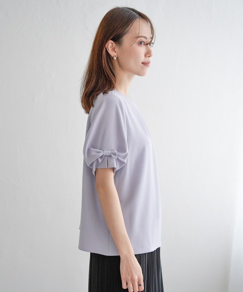 ikka(イッカ)の「ドライタッチ袖リボンブラウス(シャツ/ブラウス・レディース・オフホワイト/ライラック/ネイビー・M/L/S)」の18枚目の写真