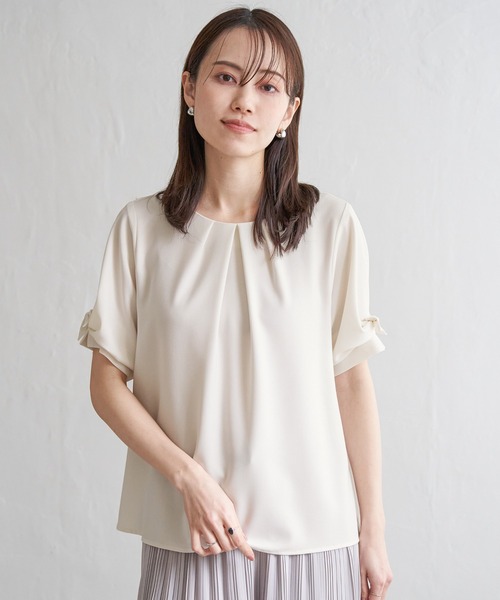 ikka(イッカ)の「ドライタッチ袖リボンブラウス(シャツ/ブラウス・レディース・オフホワイト/ライラック/ネイビー・M/L/S)」の6枚目の写真
