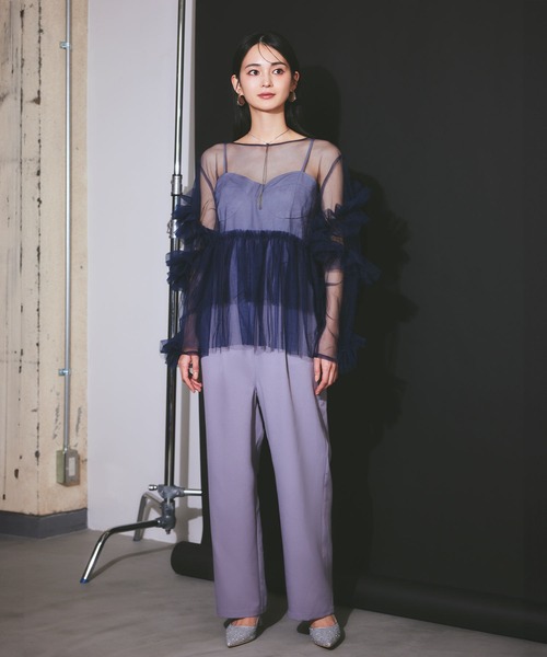 darial（ダリアル）の「【darial】frill tule tops フリルチュール 単品 トップス お呼ばれ 結婚式 二次会 成人式 同窓会 セレモニードレス パーティドレス オケージョンドレス（ドレス・レディース・ネイビー/アイボリー/ブラック/グリーン/ベージュ/ピンク・フリー）」の14枚目の写真