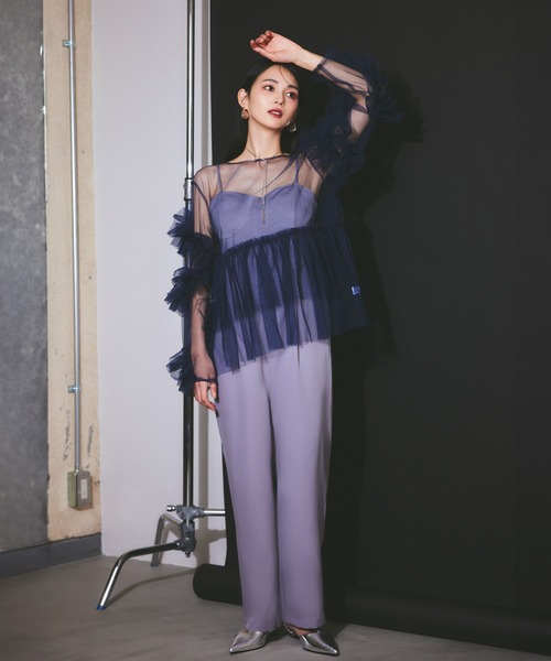 darial（ダリアル）の「【darial】frill tule tops フリルチュール 単品 トップス お呼ばれ 結婚式 二次会 成人式 同窓会 セレモニードレス パーティドレス オケージョンドレス（ドレス・レディース・ネイビー/アイボリー/ブラック/グリーン/ベージュ/ピンク・フリー）」の15枚目の写真